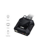 Imagen del ATEN Switch KVM USB 4K HDMI de 2 puertos con cable y selector de puerto remoto, SKU CS22H-AT. Permite controlar dos computadoras con un solo teclado y mouse.