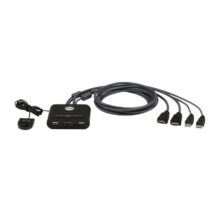 ATEN Switch KVM USB con HDMI de 2 puertos en formato cable, modelo CS22HF-AT, permite gestionar dos PCs con resolución Full HD