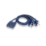 ATEN Switch KVM de 4 puertos, formato cable VGA y audio USB, longitudes de 0,9m y 1,2m, SKU CS64US-AT