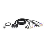 Interruptor KVM ATEN CS692 en color negro con soporte para USB y HD. SKU: CS692.