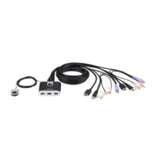 Interruptor KVM ATEN CS692 en color negro con soporte para USB y HD. SKU: CS692.