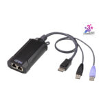 El interruptor KVM ATEN KG9900T en colores negro y púrpura, diseño compacto e ideal para gestión de múltiples sistemas. SKU: KG9900T-AX