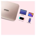 ATEN Docking Station ultracompacta USB-C con power pass-through. Producto UH3235-AT. Diseño compacto y eficiente.