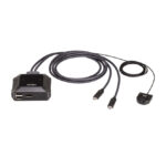 ATEN Switch KVM DisplayPort 4K USB-C de 2 puertos con selector de puertos remoto, modelo US3312-AT