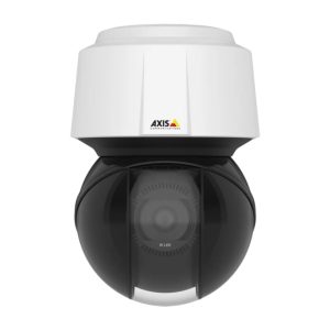 Cámara de seguridad IP Axis modelo 01958-003 para exteriores con resolución de 1920 x 1080 píxeles montada en la pared.