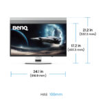 Pantalla BenQ EX271UZ OLED 4K Ultra HD de 26.5 pulgadas, resolución 3840 x 2160 píxeles, SKU 9H.LP2LA.TBE, en colores negro y blanco
