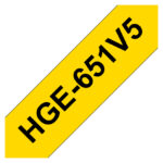 Cinta Brother HGE-651V5 de alta adherencia para impresoras de etiquetas, modelo de cinta duradera y resistente.