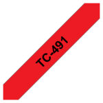 Brother TC-491 cinta para impresora de etiquetas, negro sobre rojo, SKU TC491