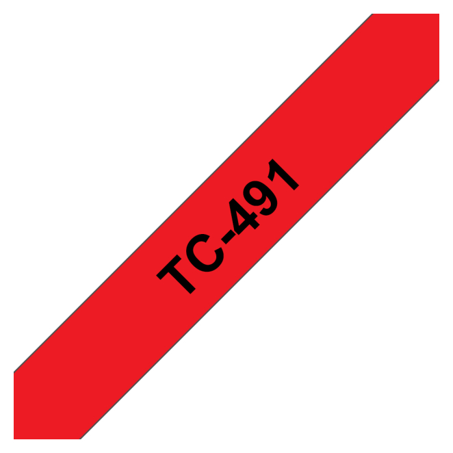 Brother cinta para impresora de etiquetas con texto en negro sobre rojo Brother TC-491 cinta para impresora de etiquetas, negro sobre rojo, SKU TC491
