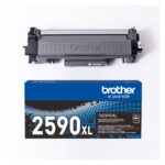 Vista frontal del cartucho de tóner Brother TN-2590XL alta capacidad en color negro, SKU TN2590XL