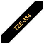Brother TZE-334 cinta para impresora de etiquetas en oro sobre negro, SKU TZE334