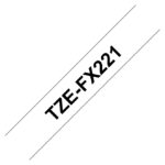 Cinta para impresora de etiquetas Brother modelo TZE-FX221 con texto negro sobre blanco, SKU TZEFX221