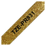 Brother TZE-PR831 cinta para impresora de etiquetas negra en el oro, ideal para impresiones claras y duraderas. SKU: TZEPR831