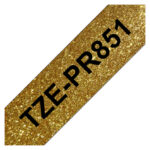 Cinta para impresora de etiquetas Brother TZE-PR851 en color negro sobre fondo dorado, SKU TZEPR851