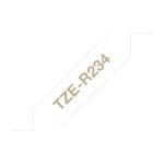 Brother TZE-R234 cinta para impresora de etiquetas, color oro sobre blanco, SKU TZER234