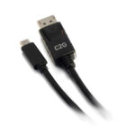 Vista del cable adaptador C2G de USB-C a DisplayPort, 1,8 metros de longitud, soporta 4K a 30 Hz, color negro. SKU 26902
