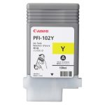 Cartucho de tinta original Canon PFI-102Y amarillo, adecuado para impresiones precisas y brillantes. SKU 0898B001.