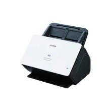Vista frontal del escáner Canon imageFORMULA ScanFront 400 con alimentador automático de documentos, resolución de 600 x 600 DPI, para papel tamaño A4 en colores negro y blanco. SKU 1255C003