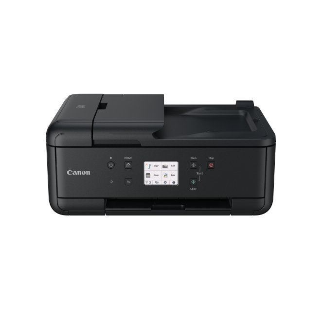 Canon PIXMA TR7650 impresora A4 inyección de tinta con Wifi Vista frontal de la impresora Canon PIXMA TR7650 de inyección de tinta con resolución de 4800 x 1200 DPI y conectividad Wifi. SKU 4452C026