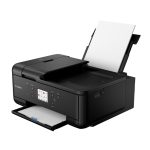 Vista frontal de la impresora Canon PIXMA TR7650 de inyección de tinta con resolución de 4800 x 1200 DPI y conectividad Wifi. SKU 4452C026