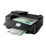 Vista frontal de la impresora Canon PIXMA TR7650 de inyección de tinta con resolución de 4800 x 1200 DPI y conectividad Wifi. SKU 4452C026