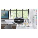 Vista frontal de la impresora Canon PIXMA TR7650 de inyección de tinta con resolución de 4800 x 1200 DPI y conectividad Wifi. SKU 4452C026