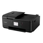 Vista frontal de la impresora Canon PIXMA TR7650 de inyección de tinta con resolución de 4800 x 1200 DPI y conectividad Wifi. SKU 4452C026