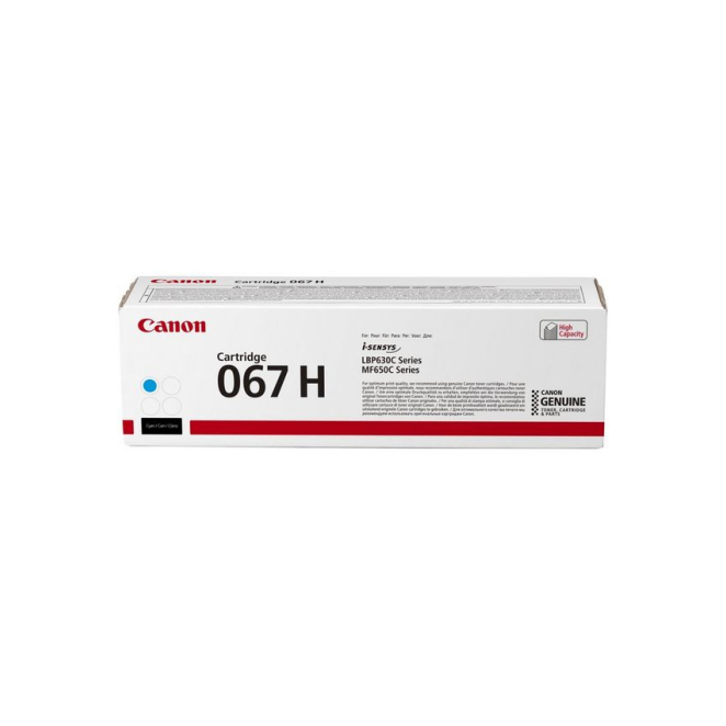 Canon cartucho de tóner 067H cian de alta capacidad Canon cartucho de tóner modelo 067H en color cian, capacidad alta, SKU 5105C002