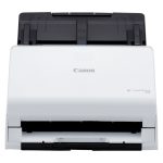 Canon imageFORMULA R30 escáner alimentado por hojas, con resolución de 600 x 600 DPI, tamaño A4 en color blanco. SKU: 6051C003