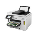 Imagen de la impresora Canon MAXIFY GX 7150, modelo de inyección de tinta A4, resolución 600 x 1200 DPI, con conectividad Wifi. SKU 6880C006.