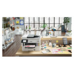Imagen de la impresora Canon MAXIFY GX 7150, modelo de inyección de tinta A4, resolución 600 x 1200 DPI, con conectividad Wifi. SKU 6880C006.