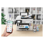Imagen de la impresora Canon MAXIFY GX 7150, modelo de inyección de tinta A4, resolución 600 x 1200 DPI, con conectividad Wifi. SKU 6880C006.