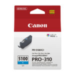Cartucho de tinta cian Canon PFI-5100 original, SKU 6953C001, para impresoras Canon.