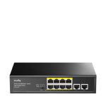 Imagen del switch Cudy FS1010P, un dispositivo de red Fast Ethernet 10/100 con PoE, color negro.