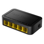 Cudy Switch Fast Ethernet modelo FS105D. Ofrece conectividad de 10/100 Mbps en color negro.
