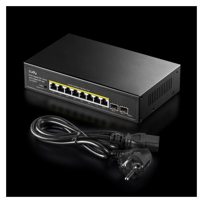 Cudy GS1008PS2 switch No administrado Gigabit Ethernet (10/100/1000) Energía sobre Ethernet (PoE) Negro 3 Cudy GS1008PS2 switch no administrado Gigabit Ethernet