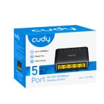 Switch Gigabit Ethernet Cudy GS105D negro con 5 puertos y velocidades de 10/100/1000 Mbps, SKU GS105D