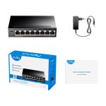 Switch de red Cudy modelo GS108 con 8 puertos Gigabit Ethernet 10/100/1000 en color negro