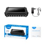Switch Gigabit Ethernet Cudy GS108D de color negro con 8 puertos 10/100/1000 Mbps. Código SKU: GS108D