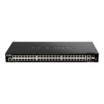 Imagen del D-Link DGS-1520-52, un switch gestionado L3 con 52 puertos y capacidad de 10G Ethernet, modelo negro, SKU DGS-1520-52.
