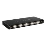 Imagen del D-Link DGS-1520-52, un switch gestionado L3 con 52 puertos y capacidad de 10G Ethernet, modelo negro, SKU DGS-1520-52.