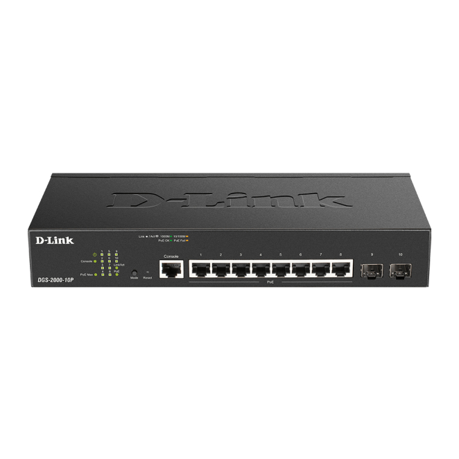 D-Link DGS-2000-10P switch Gestionado L2/L3 Gigabit Ethernet (10/100/1000) Energía sobre Ethernet (PoE) 1U Negro 1 D-Link DGS-2000-10P switch gestionado L2/L3 Gigabit Ethernet