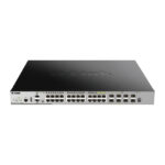 D-Link switch modelo DGS-3630-28PC/SI, gestionado L3, Gigabit Ethernet 10/100/1000 con soporte PoE, en colores negro y gris