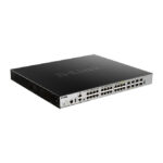 D-Link switch modelo DGS-3630-28PC/SI, gestionado L3, Gigabit Ethernet 10/100/1000 con soporte PoE, en colores negro y gris