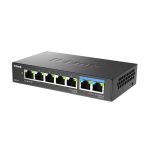 Switch no administrado D-Link DMS-107/E con puertos Gigabit Ethernet 10/100/1000, color negro, SKU DMS-107/E