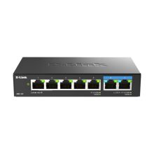 Switch no administrado D-Link DMS-107/E con puertos Gigabit Ethernet 10/100/1000, color negro, SKU DMS-107/E