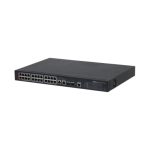Switch gestionado L2 Gigabit Ethernet 10/100/1000 de Dahua Technology con soporte PoE modelo DH-PFS4226-24ET-360-V3 en color negro. SKU: PFS4226-24ET-360-V3
