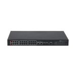 Switch gestionado L2 Gigabit Ethernet 10/100/1000 de Dahua Technology con soporte PoE modelo DH-PFS4226-24ET-360-V3 en color negro. SKU: PFS4226-24ET-360-V3