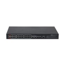 Switch gestionado L2 Gigabit Ethernet 10/100/1000 de Dahua Technology con soporte PoE modelo DH-PFS4226-24ET-360-V3 en color negro. SKU: PFS4226-24ET-360-V3