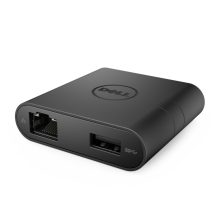 Imagen del adaptador DELL DA200, alámbrico, USB 3.2 Gen 1, Type-C, en color negro. SKU: 470-ABRY